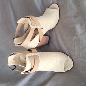 JustFab Women's Cream Peep-Toe Heeled Sandals